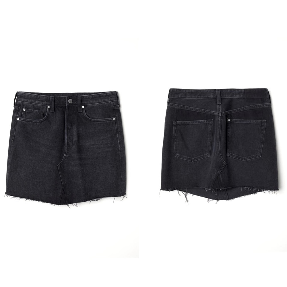 H&M &denim Short Denim Skirt Raw Edge Hem Sz 8